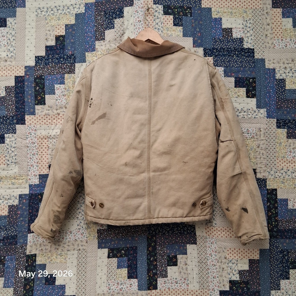 Vintage Carhartt JQ186 Arctic Quilt Lined Brown Canvas Jacket Large Faded J02 - Picture 2 of 13